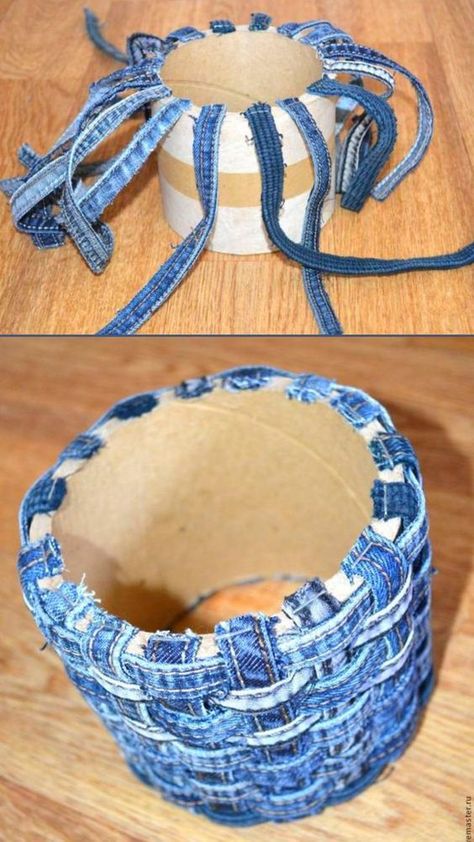 Basket Upcycle, Återvinna Jeans, Diy Jeans Crafts, Make A Basket, Blue Jean Quilts, Dekoratívne Vence, Denim Scraps, Denim Crafts Diy, Fabric Christmas Ornaments Diy