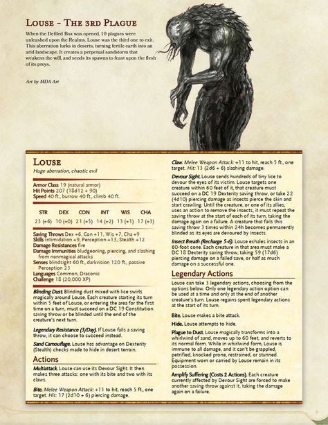 Dnd 5e Homebrew Monsters, The Plagues Of Egypt, Homebrew Monsters, Plagues Of Egypt, 10 Plagues, Dnd Stats, Dnd Monster, Dnd Creatures, Dungeons And Dragons 5e