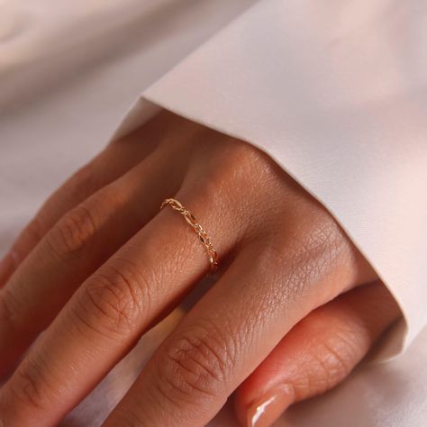 ❤️ Grab 3 fabulous items and enjoy a delightful 25% off when you use the code BUY3GET25 This simple chain gold ring features a chain design that adds a touch of elegance and uniqueness to their finger. It's the best gift for anyone who appreciates timeless and understated beauty. Show your thoughtfulness with our Gold Chain Ring, a perfect and versatile accessory that will be cherished for years to come! #YOU MAY LIKE THIS Bold chain ring https://www.etsy.com/listing/1538825432/bold-chain-ring-p Permanent Ring, Simple Gold Rings, Gold Chain Ring, Petite Earrings, Thick Ring, Simple Chain, Gold Rings Simple, Etsy Gold Ring, Classy Jewelry