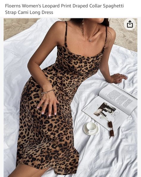 Leopard Print Outfits, Draped Collar, Leopard Print Dress, Draped Dress, Going Out Dresses, Casual Dinner Outfit, Cami Dress, Ladies Tops Fashion, Night Outfits