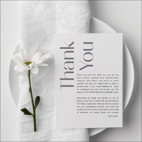 Thank your guests for sharing in the special moment with a table-setting placement poem.  Personalise your wedding reception with my beautiful place settings that not only exude elegance but also serve as a meaningful keepsake for your guests. These thank-you notes will be treasured for years, a constant reminder of the love and happiness shared on your special day. With my Personalised Wedding Thank You Note Place Settings, you can truly make a lasting impression on your guests.   Key Features Place Setting Wedding, Thank You Poems, Toddler Birthday Gifts, You Poem, Unique Anniversary Gifts, Wedding Place Settings, Get Well Soon Gifts, Wedding Guest Looks, Christmas Gifts For Friends