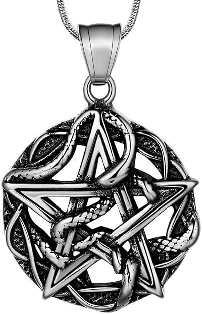 Hipunk Wiccan Necklace Pentagram Pentacle Pendant Star Entwined Snake Necklace Satanic Wicca 316L Stainless Steel Gothic Medallion Pendant Black Gun Plated Amulet Protection Jewelry SP0054B | Amazon.com Seal Of Solomon, Wiccan Necklace, Snake Necklace, Retro Jewelry, Jewelry Images, Mens Jewelry, Shoe Jewelry, Stainless Steel, Jewelry Necklaces