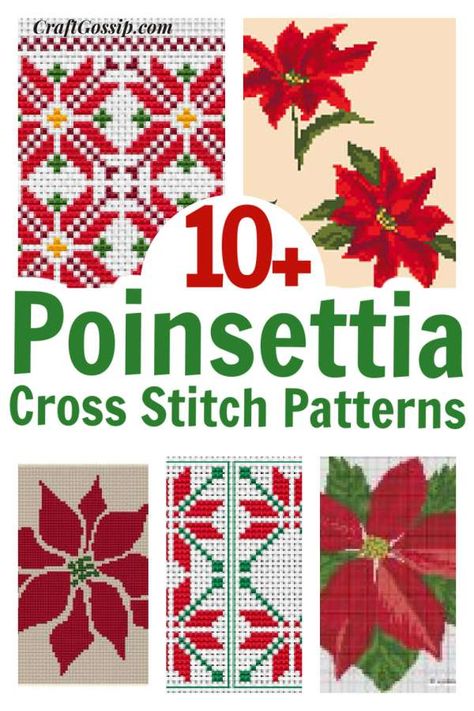 Cross Stitch Poinsettia Pattern, Poinsettia Cross Stitch Pattern Free, Poinsettia Embroidery Pattern, Christmas Cross Stitch Patterns Free Charts, Cross Stitch Patterns Free Printable Charts, Free Cross Stitch Patterns Printable, Christmas Cross Stitch Charts, Poinsettia Embroidery, Poinsettia Cross Stitch