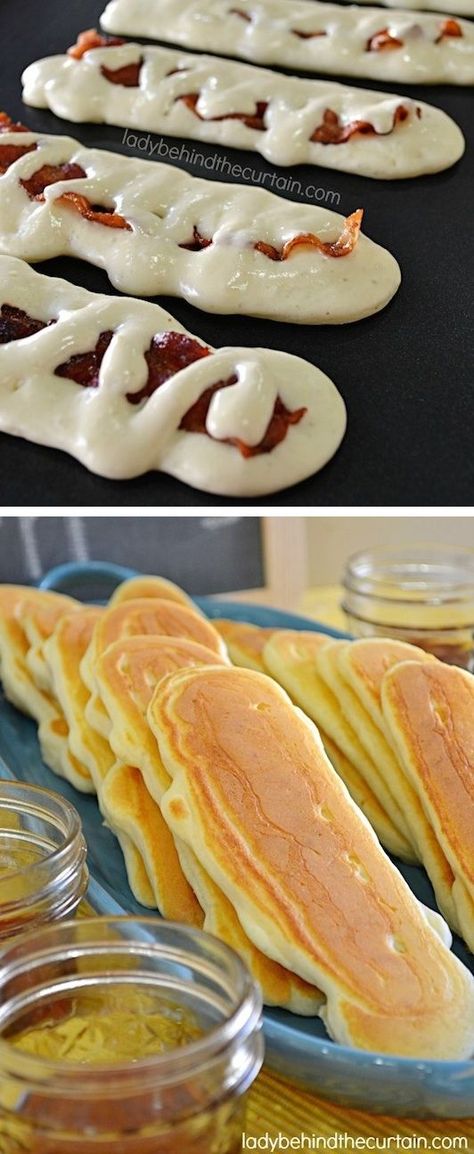 Makin pancakes makin bacon pancakes. Bacon pancakes BACON PANCAAAKES.  #20. Bacon Pancake Dippers -- 30 Super Fun Breakfast Ideas Worth Waking Up For Bacon Pancake Dippers, Fun Breakfast Ideas, Bacon Pancake, Pancake Dippers, Making Waffles, Making Bacon, Collage Recipes, Bacon Pancakes, Fun Breakfast