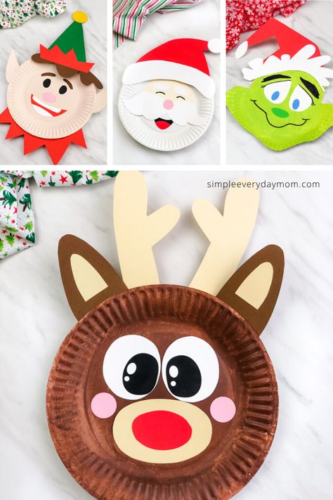 Paperplate Christmas Crafts Kids, Elf Paper Plate Craft, Paper Plate Crafts For Christmas, Paper Plate Elf Craft For Kids, Santa Clause Craft For Toddlers, Kindergarten Santa Craft, Christmas Craft Paper Plate, Santa Clause Craft Preschool, Christmas Santa Crafts For Kids