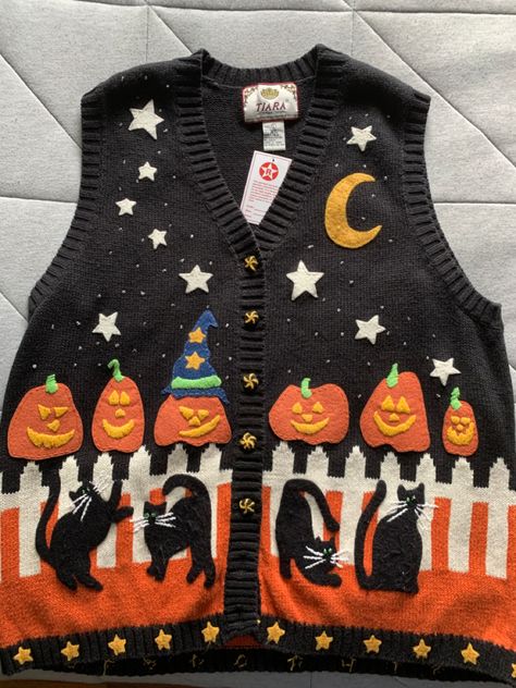 Halloween Vest, Black Crop Sweater, Halloween Cardigan, Teacher Sweater, Oversized Cream Sweater, Pumpkin Sweater, Aztec Print Sweater, Tacky Christmas Sweater, Vintage Cardigan Sweater