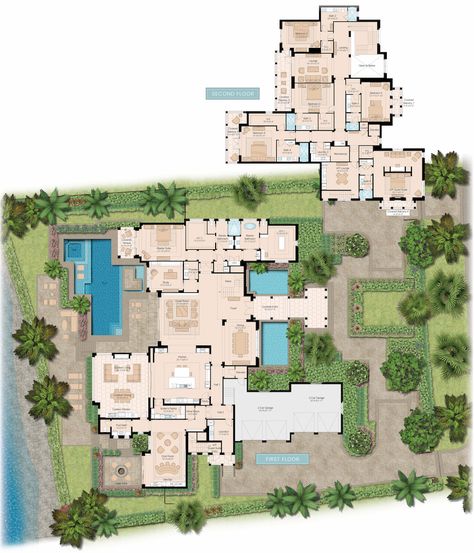 Beach Mansion Floor Plan, Archi Sketches, Pool Design Plans, Place Aesthetic, Luxury Floor Plans, Luxury Plan, Modern House Floor Plans, Aesthetic Architecture, Modern Floor Plans