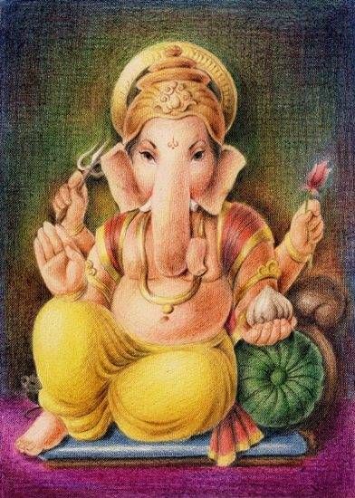 Ganapati 1, Painting by Professional Artist Sanika Dhanorkar Vitthal Painting Easy, Ganesha Art Illustration, Durga Picture, Ganesh Art Paintings, Shri Ganesh Images, Color Pencil Sketch, Boho Art Drawings, Lord Ganesha Paintings, Ganesh Art