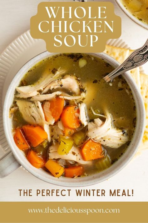 This easy chicken soup is the ultimate in cozy comfort food! Whip up a big batch of this simple, healthy recipe for a satisfying winter meal that will keep you warm and full all season long. Whole Chicken Soup, Chicken Soup From Scratch, Soup Simple, Easy Chicken Soup, Chicken Tortilla Soup Easy, Dinner Recipes Healthy Family, Homemade Chicken Soup, Red Lentil Soup, Perfect Lunch