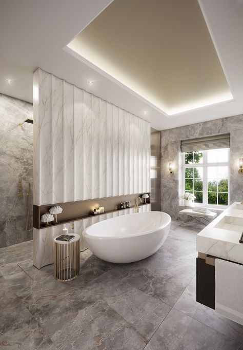 A place of gathering, entertaining, socialization, or just pure relaxation. Luxury Bathroom Master, Modern Luxury Bathroom, Luxury Home Design, Bathroom Inspiration Modern, Bathroom Decor Luxury, Washroom Design, Bathroom Design Inspiration, Bathroom Design Decor, Bathroom Design Luxury