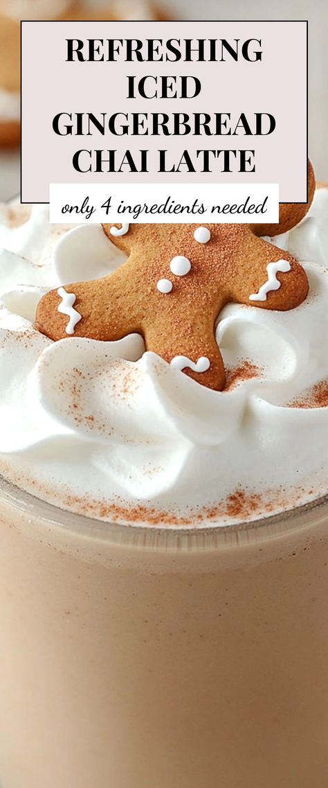 Image for Refreshing Iced Gingerbread Chai Latte Gingerbread Oatmilk Chai Recipe, Iced Gingerbread Chai Latte, Gingerbread Chai Latte, Christmas Starbucks Drinks Iced, Iced Gingerbread, Chai Latte Recipe, Christmas Starbucks, Iced Chai, Chai Recipe