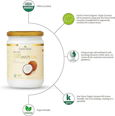 Earth's Finest Organic Virgin Coconut Oil - 200ml | Cold-Pressed, Fresh Flavored & Unrefined | Natural Oil for Cooking, Skin and Hair Health (200ml) AED19.95 For order Just click on the link bio and get ready to be amazed! 💥🛍️ https://linktr.ee/HappySpace56 Organic Virgin Coconut Oil, Natural Oil, Virgin Coconut Oil, Cold Pressed, Hair Health, Natural Oils, Coconut Oil, Coconut, Skin