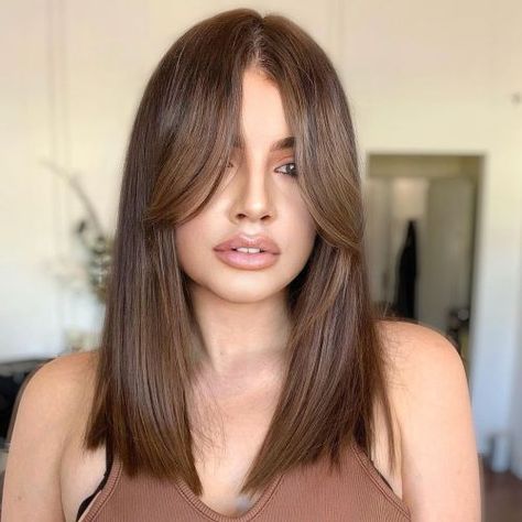 Straight Hairstyle with Face Framing Layers Tuns Bob Lung, Straight Layered Hair, Straight Hair Cuts, Long Bob Haircuts, Low Maintenance Hair, Shoulder Length Hair Cuts, Haircuts For Medium Hair, Haircuts Straight Hair, Hairstyles Curly