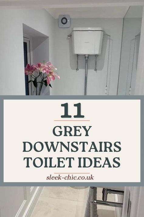 Downstairs toilets are synonymous with being small, poxy and often forgotten, but why not make them the star of their own show? Looking for some inspiration for this difficult to please room? Here are some grey downstairs toilet ideas that will make your guests jealous! Grey Downstairs Toilet Ideas, Grey Small Toilet Ideas, Small Guest Wc Ideas, Downstairs Toilet Storage Ideas, Small Toilet Colour Ideas, Small Clock Room Toilet Ideas, Downstairs Toilet Sloped Ceiling, Grey Downstairs Toilet, Grey Toilet Tiles