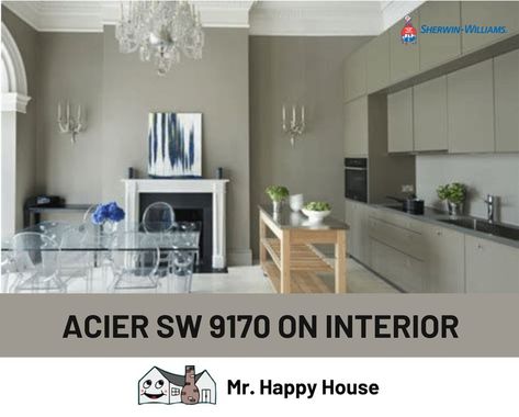 Acier SW 9170 paint color from Sherwin Williams on Interior Walls & Cabinets Acier Sherwin Williams, Sherwin Williams Acier, Hardy Plank Siding, Paint Your House, Happy House, Windows Exterior, Interior Paint Colors, House Paint Exterior, Wall Cabinet