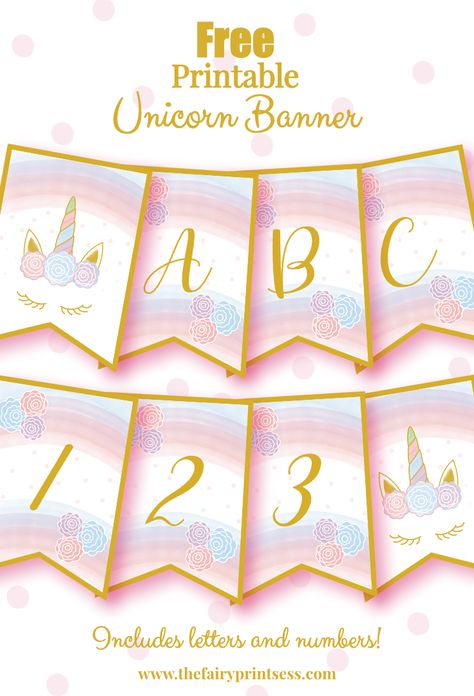 Pink And Gold Color Palette, Numerals Numbers, Free Birthday Banner, Unicorn Birthday Banner, Printable Unicorn Birthday, Happy Birthday Banner Printable, Unicorn Banner, Printable Birthday Banner, Gold Color Palette