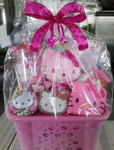 Adult Hello Kitty Easter Basket Hello Kitty Birthday Gift Basket, Hello Kitty Valentines Day Basket, Hello Kitty Easter Basket, Hello Kitty Gift Baskets, Cute Baby Shower Gift Ideas, Hello Kitty Basket, Pink Easter Basket, Hello Kitty Birthday Theme, Easter Basket Themes