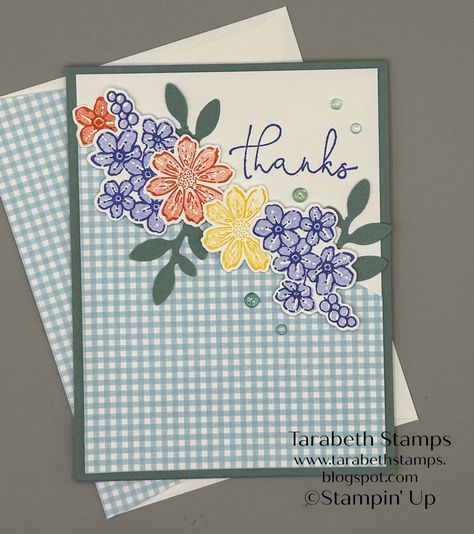 Stampin Up Petal Park Cards, Stampin Up Sentimental Park, Stampin Up Petal Park, Petal Park, Happy Friday Eve, Country Bouquet, Friday Eve, Card Crafting, Thanks Card