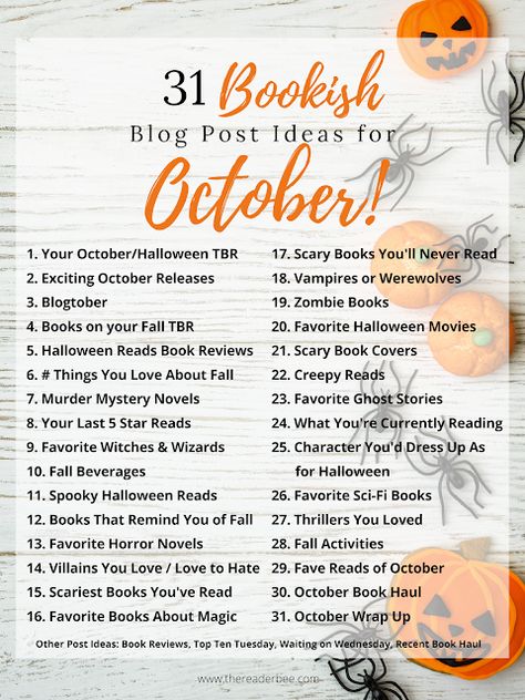 October Bookstagram Challenge, Bookish Blog Post Ideas, October Vlog Ideas, October Book Challenge, October Blog Post Ideas, Bookstagram Challenge Posts, Booksta Post Ideas, Book Podcast Ideas, October Reading Challenge