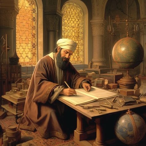 Islamic Culture Art, Islamic Pictures Boy, Spain Painting, Muslim Illustration, Muslim Scholars, Islamic Library, Mom Drawing, Islam And Science, Action Poses Drawing