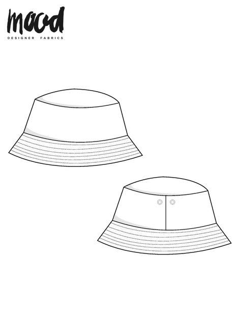 Beaded Bucket Hat - Free Sewing Pattern - Mood Sewciety Mood Bucket Hat Pattern, Bucket Hat Flat Sketch, Free Hat Sewing Pattern, Mood Pattern Free, Bucket Hat Sketch, Mood Fabrics Free Pattern, Bucket Hat Pattern Free, Mood Patterns, Mood Sewciety