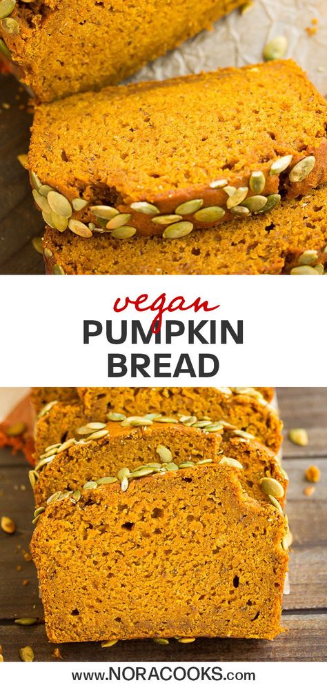 Pumpkin Bread Starbucks Copycat, Pumpkin Bread Recipe Healthy, Nora Cooks, Starbucks Pumpkin Bread, Vegan Pumpkin Bread, Vegan Breads, Healthy Pumpkin Bread, Einkorn Recipes, Pumpkin Bread Easy