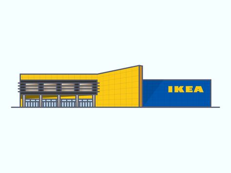 They just announced that they are building a new IKEA right down the street from my house in Fishers so I figured it was a good excuse to do a new building illustration. MadebyPat | Behance ... Ikea Building, Ikea Logo, Retail Facade, Ikea Design, Building Sketch, Ikea Store, Building Illustration, Graphic Design Blog, Design Theory