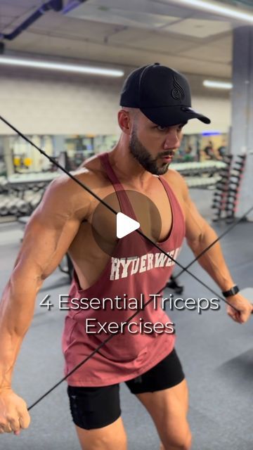 Alex Ineson on Instagram: "4 Essential Triceps Exercises 🙌🏽🔥  Hit all 3 heads of the triceps for maximum growth with these exercises:  1. Cable Crossover Extension  🎯 Entire triceps  ☑️ Step back slightly   2. Dumbbell Overhead Extension  🎯 Inner triceps (long head)  ☑️ Flare elbows   3. Straight Bar Press-down  🎯 Mid triceps (medial head)  ☑️ Tilt hips forward  4. Rope Press-down  🎯 Outer triceps (lateral head)  ☑️ Separate hands  Ready to get in the best shape of your life with a plan built by me, just for you?? Apply for 1-to-1 coaching in my bio, or send me a DM 📈💪🏽  #muscle #triceps #tricepsworkout #pump #bodybuilding #personaltraining #armday #trainhard" Tri Cep Exercise, Tricep Workouts, Tricep Cable Workout, Tricep Workout Gym, Tricep Machine, Cable Workout, Cable Machine, Arm Day, Overhead Press