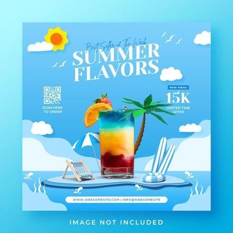 Drinks Ads, Summer Drink Menu, Drink Ads, Ads Poster, Juice Ad, Catalog Design Layout, Minimal Layout, Cover Layout, Banner Design Layout