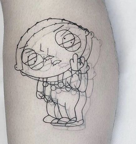 Best 50 Family Guy Fan Tattoos – NSF – Music Magazine Simple Line Tattoo, Flash Ideas, Fan Tattoo, Tatuaje A Color, 3d Tattoos, Architecture Graphics, E Tattoo, Cartoon Tattoos, 문신 디자인