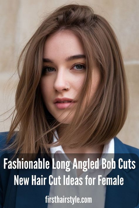 Trendy Long Angled Bob Hairstyles Long Angled Bob Hairstyles, Long Angled Bob, Angled Bobs, Angled Bob Hairstyles, Bob Cuts, Angled Bob, Bob With Bangs, Hairstyles For Women, Modern Chic