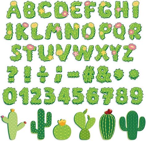 Succulent Bulletin Board, Cactus Letters, Cactus Font, Cactus Classroom Decor, Cactus Classroom, Cactus Birthday, Welcome To Class, Art Deco Fonts, Latest Fonts