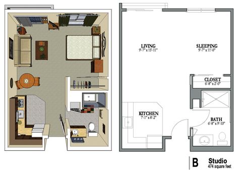 Studio Apartment Plan, Small Apartment Floor Plans, Small Apartment Layout, Small Apartment Plans, Studio Apartment Floor Plans, Apartemen Studio, Studio Floor Plans, One Room Apartment, Studio Layout