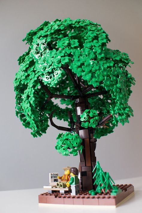 LEGO MOC Lego Barad Dur, Lego Tree Moc, Lego Bonsai Tree, Lego Trees, Lego Landscape, Lego Plants, Lego Tree, Lego Universe, Lego Display