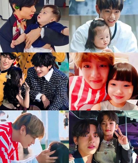 Do you like kids?? Taehyung With Kids, Kim Taehyung, Bts, Fan Art