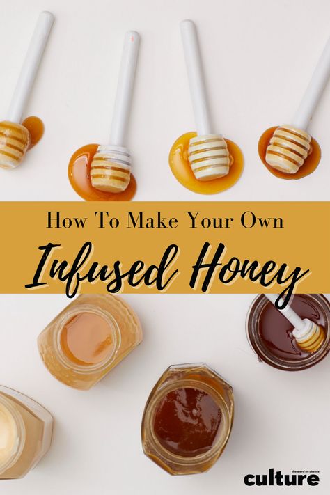 Honey Sticks Diy, Honey Bee Pollen, Honey Uses, Marinated Cheese, Diy Honey, Homemade Tags, Infused Honey, Honey Spoons, Honey Diy