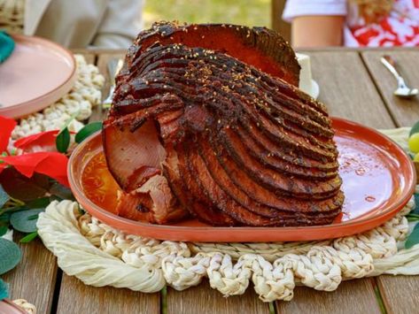 Get Roasted Ham with Salsa Macha Recipe from Food Network Spanish Ham, Roasted Ham With Salsa Macha, Spiral Cut Ham, Roasted Ham, Ham Glaze, Spicy Pork, Ham Recipes, Christmas Dishes, Mexican Dishes