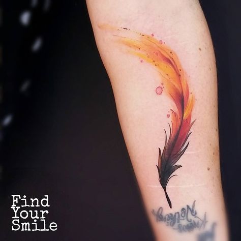 Phoenix Feather Forearm Piece | Best tattoo design ideas Tattoo Plume, Phoenix Feather Tattoos, Tattoo Feather, Phoenix Feather, Feather Tattoo Design, Tattoo Zeichnungen, Fire Tattoo, Phoenix Tattoo, Feather Tattoo