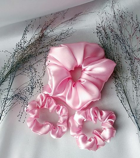 Scrunchie Styles, Satin Scrunchies, Pink Things, Anti Frizz, Satin Roses, Business Work, Busy At Work, Pink Satin, Hair Ties