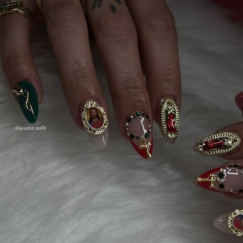 Virgencita nails 🥹🫶 ~ #virginmary #virgencitanails #virginmarynails #virgencita #nails #nailart #nailartist #nailideas #nailinspo #nailbling #naillife #naildesign #nailaddict #blingnails #explorepage #explorepage✨ Virgin Mary Nails Designs, Virgin Mary Nails, Virgencita Nails, Mary Nails, Summery Nails, Bling Nails, Nails Designs, Nails Nailart, Nail Artist