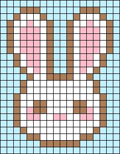 Pixel Art Pattern Animals, Pixel Bunny Art, Pixel Art Boba, Kawaii Pixel Art Grid, Rabbit Pixel Art, Bunny Perler Beads, Easter Pixel Art, Pixel Art Grid Easy, Bunny Pixel Art