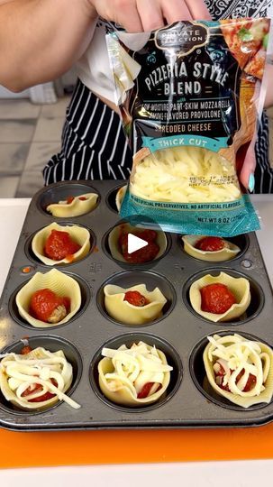 172K views · 1.6K reactions | Easy 4-ingredient appetizer | Easy 4-ingredient appetizer

Rachel makes a cheesy appetizer using a muffin pan | By Kiera & Ryan & Danny & Justine | Our last jumbo shell here. I've
cooked these to like an albante. Flipped it and then
popped it right into my greased muffin tin. Once your muffin
dish is filled, get yourself some home style meatballs.
These are the mini little bite-sized meatballs and
they're pre-seasoned. So just put your little seasoned
meatball right into each and every one of your flipped
shells. Right? So these are those jumbo shells. They
perfectly nestle one little meatball in each single one and
ironically, they somehow fit in a muffin tin. I don't know. I
saw a friend of mine make these and I was like, oh my gosh, I
have got to give this Home Style Meatballs, Air Fryer Recipes Chicken Wings, Jumbo Shells, Appetizer Easy, Individual Appetizers, Air Fryer Recipes Dessert, Mini Cupcake Pan, Cheesy Appetizer, Cheap Easy Meals