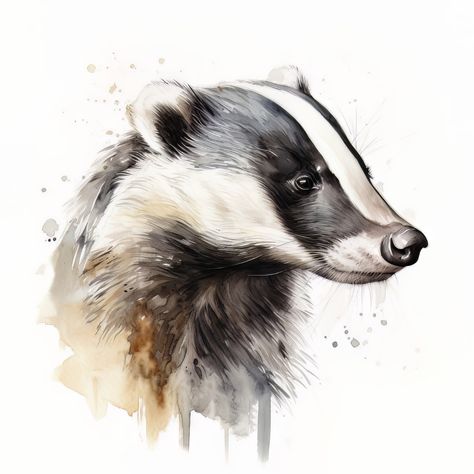 Get this digital art on a variety of art prints on ArtStation. This mesmerizing watercolor painting of a badger showcases the incredible capabilities of artificial intelligence in the world of art. The lifelike texture and exquisite attention to detail capture the unique beauty and essence of the subject, making it a true masterpiece. Badger Animal, Badger Tattoo, Badger Art, Badger Illustration, Woodland Mural, Animal Digital Art, Watercolor Art Paintings, Portrait Watercolor, Art Watercolor Painting