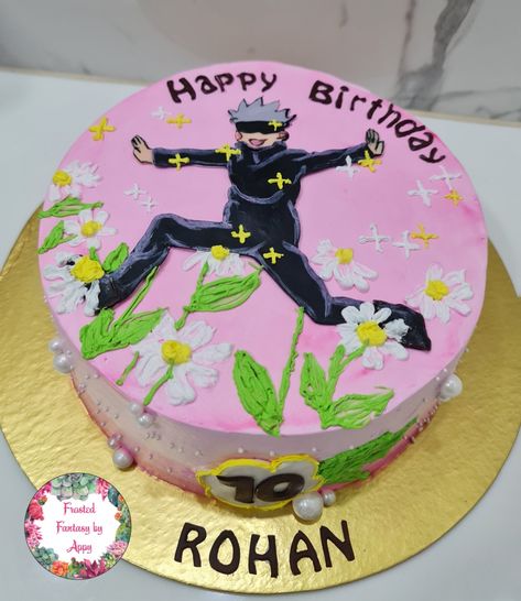 Gojo Cake Design, Happy Birthday Gojo Satoru, Jujutsu Kaisen Cake Ideas, Gojo Satoru Cake Design, Jjk Cake Ideas, Jujutsu Kaisen Cakes Birthday, Jjk Birthday Cake, Gojo Birthday Cake, Gojo Satoru Birthday