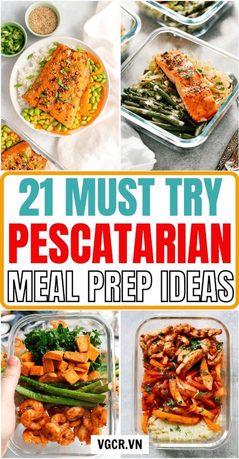 If you are following a pescatarian diet these yummy pescatarian meal prep ideas will blow you away. With these healthy pescatarian meal ideas you can easily enjoy more delicious quick and easy pescatarian lunches and dinner. Pescatarian Meal Preps, Meal Prep For The Week Seafood, Pescatarian Meal Prep Ideas, Meal Prep Ideas With Shrimp, Low Carb High Protein Pescatarian Recipes, Pescatarian Freezer Meals, High Protein Pescatarian Meal Prep, Pescatarian Recipes Meal Prep, Meal Prep Fish Recipes