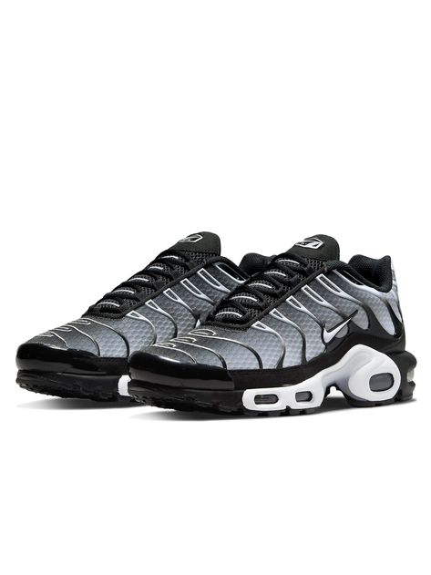 Nike Air Max Plus Tn Black Metallic Silver Prior Nike Air Max Plus Black, Tn Black, Air Max Plus Tn, Nike Tn, Buy Jordans, Best Shoes For Men, Air Max Plus, Nike Air Max Plus, A Bathing Ape