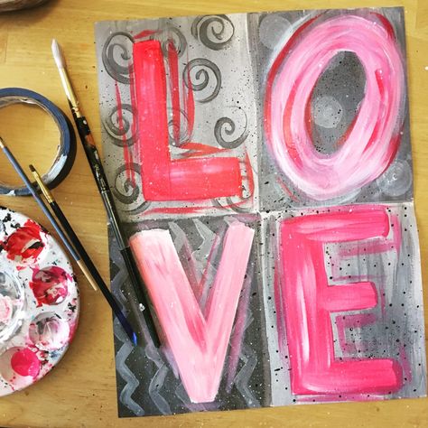 How To Paint Robert Indiana Inspired LOVE Canvas Art Description: I am so excited to Love Canvas Art, Diy Valentines Decorations, Painted Hearts, Easy Canvas Painting, Heart Painting, Love Canvas, Valentines Art, Canvas Painting Diy, My Funny Valentine