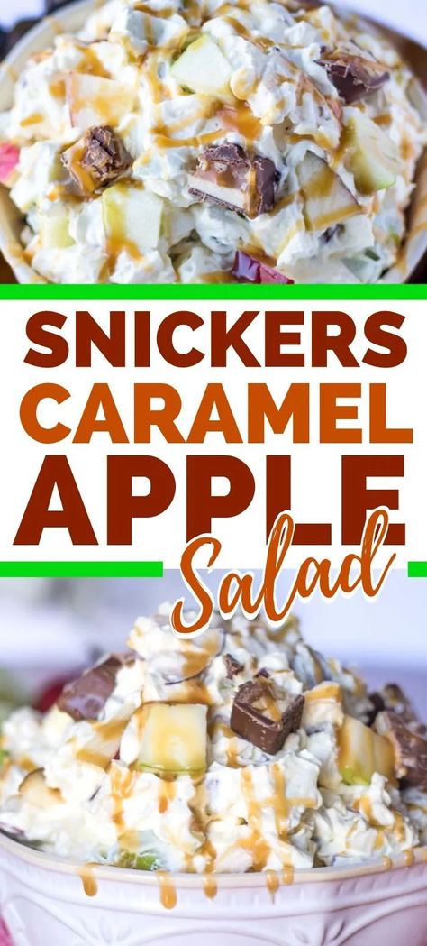 Snicket Apple Salad, Apple Candy Bar Salad, Twix Caramel Apple Salad, Sneaker Salad, Apple Snickers Salad Recipe, Snickers Apple Salad With Pudding, Dessert Salads Potlucks, Toffee Apple Salad, Twix Apple Salad