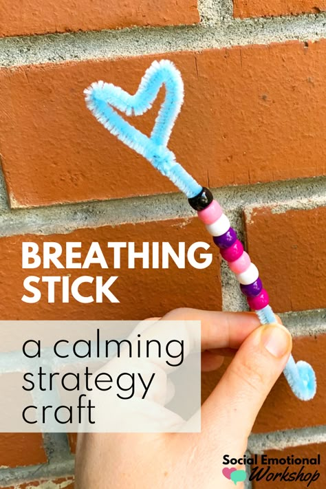 If you have a pipe cleaner and some beads you can create this simple calming strategy craft. This will help students practice deep breathing by making it tactile and visual. Theraputic Arts And Crafts For Kids, Flip Your Lid, Social Emotional Learning Activities Fun, Art Therapy Crafts, Social Emotional Crafts, Mental Health Crafts For Kids, Breathing Bracelet, Breathing Stick, Art Projects For Middle Schoolers