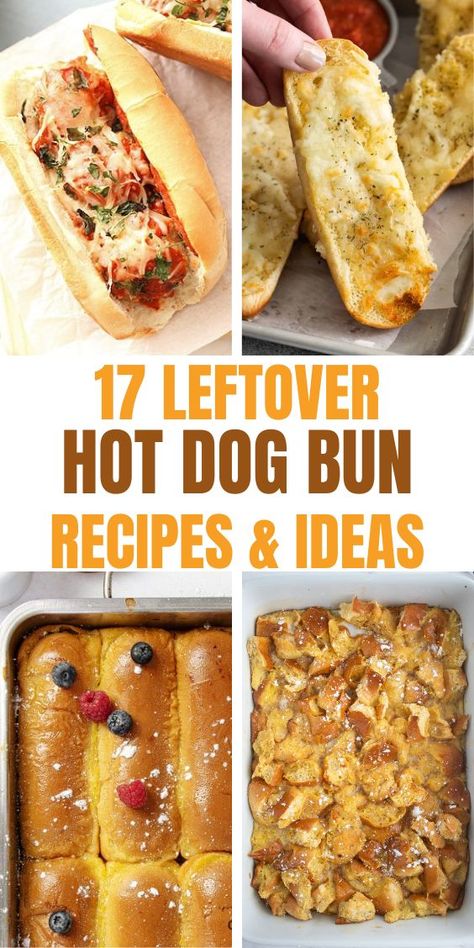 17 Leftover Hot Dog Buns Ideas AND FOUR PHOTOS with recipes with hot dog buns: meatball sub, garlic bread, french toast, bread pudding On A Bun Dinner, Hot Dog Bun Breakfast Casserole, Hot Dog Buns Recipe Leftover, Uses For Hot Dog Buns, Dinner Ideas With Hamburger Buns, What To Make With Hot Dog Buns, Hot Dog Leftovers What To Do, How To Use Leftover Hamburger Buns, Leftover Buns Recipes